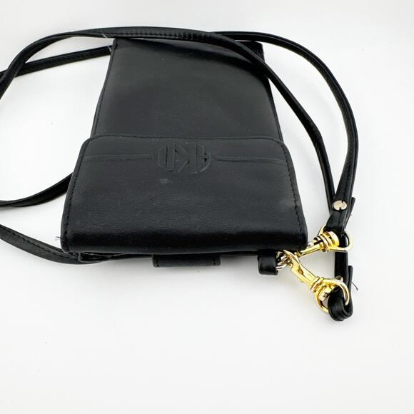Vintage Anne Klein Leather Crossbody Wallet Purse Women's Black Adjustable Strap - Picture 8 of 14